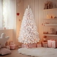 thumbnail image 2 of Alupssuc 6.5ft Pre-Lit Premium Artificial Hinged Classic Christmas Tree w/ Warm White Lights, Perfect Choice for Xmas Decoration, White, 2 of 6