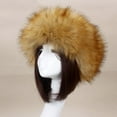 thumbnail image 2 of qolati Faux Fur Hat for Women Warm Cossack Style Visor Hat Winter Puffy Hat for Casual, Trips, Sports, Skiing, 2 of 3