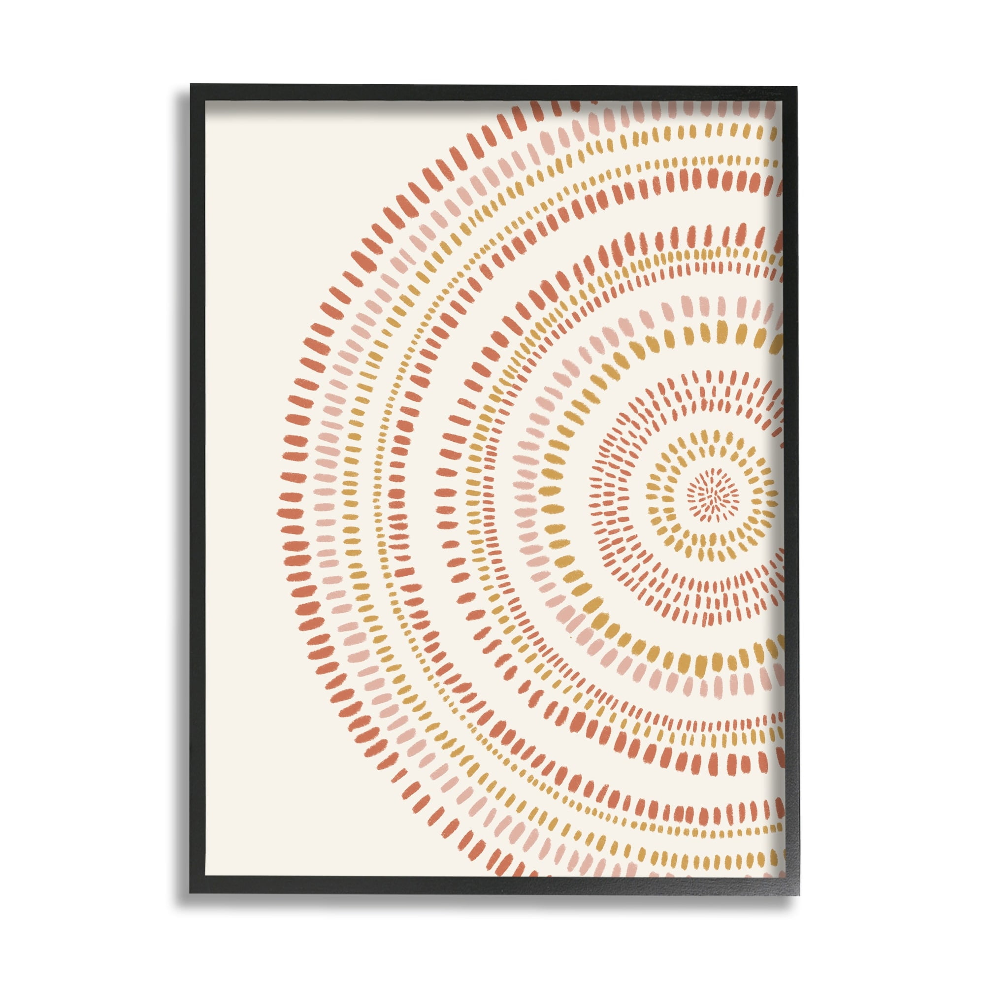 Stupell Industries Boho Circle Striped Pattern Abstract Red Yellow Tones, 16 x 20,Design by Nancy McKenzie