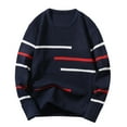 thumbnail image 2 of Pgeraug for Men Ol Sweater Round Neck Pullover Bottoming Shirt Color Matching All Matching High Neck Top Sweaters for Men Navy 3Xl, 2 of 5