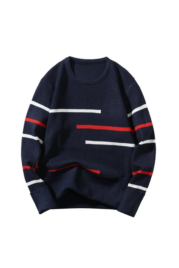Men Jacket Streetwear Clothes Male Autumn And Winter Wool Sweater Round Neck Pullover Bottoming Shirt Color Matching All Matching High Neck Top