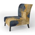 thumbnail image 3 of Designart "Minimalism in Blue and Gold I" Chaise d'Appoint Rembourrée Lignes Bleues - Fauteuil Moderne pour Salon, 3 of 7