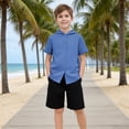 thumbnail image 6 of NAISIBABY Boys Short Sleeve T-Shirt Size 10, with Hooded Buttons Cotton Linen Lightweight Kids Fashion Casual Tops (3-13T), 6 of 8