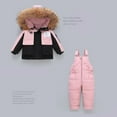 thumbnail image 3 of XIMIN Kids 2 Piece Snowsuit Set Winter Waterproof Faux Fur Hooded Puffer Jacket & Snow Bib Pants Outfit Boy Girl Ski Suits Baby Warm Thick Outfit, 3 of 5