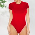 thumbnail image 2 of POIUYTR Bodysuit for Women Tummy Control Shapewear Thong Shaping One Piece Round Neck Short Sleeve T Shirts Basic Bodysuits Jumpsuits, 2 of 5
