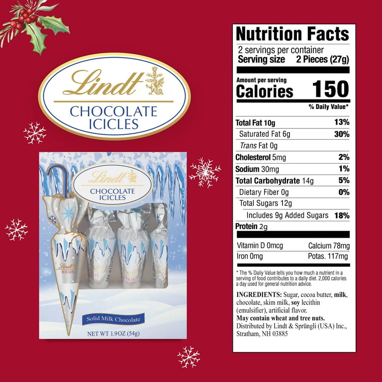 Lindt, Holiday Chocolate Icicles, 4-pack, Milk Chocolate Candy