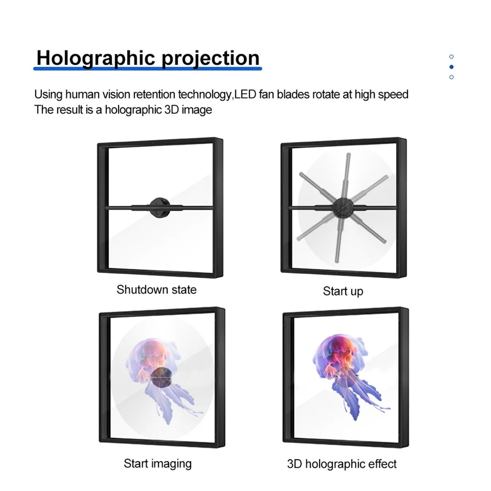 Hologram Fan Projector, 3d Holographic Fan LED Neon Rotating Projection HD Aerial Stereo Imaging Ad LOGO Light Support Mobile Phone WIFI Bluetooth