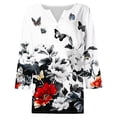 thumbnail image 4 of PuLe Women's Top Womens Tops Dressy Casual Fall Fashion Button Up V Neck Long Sleeve Shirts Loose Solid Basic Tees Shirt Blouses, 4 of 5
