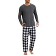 thumbnail image 4 of INSPIRAR CHIC Conjunto de Pijamas de Dos Piezas de Manga Larga de Color Sólido para Hombre con Patrón de Cuadros XL Negro Blanco, 4 of 5