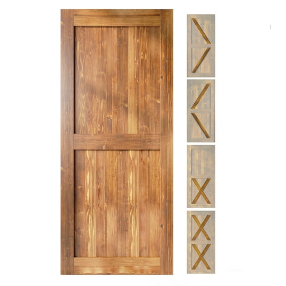Homacer 5-in-1 Design 42'' W x 80'' H x 1-3/8'' D Solid Wood Barn Door, Finished and Unassembled, with Pre-drilled Holes for Easy Assemble and Pre-routed Groove, Interior Only (Early American)