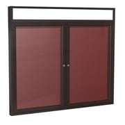 Ghent's Vinyl 36" x 48" 2 Door Enclosed Headliner Flannel Letterboard in Red