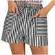 thumbnail image 1 of Pantalones Cortos Casuales de Verano para las Mujeres Cordón de Bolsillo a Rayas de Moda, Desgaste Callejero de Poliéster Aireado, 1 of 6