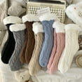 thumbnail image 5 of 3 pairs of twisted, thickened fleece socks, extra-thick and warm for winter, perfect for keeping your feet warm and providing warmth outdoors., 5 of 15