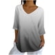 thumbnail image 2 of mfyjkho Tops Elegantes Para Mujer, Blusa Holgada Informal Con Estampado Para Mujer, Manga 3/4 Y Cuello En V Tops Para Hacer Ejercicio Para Mujer S, 2 of 5