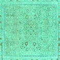 thumbnail image 1 of Ahgly Company Indoor Square Abstract Turquoise Blue Modern Area Rugs, 8' Square, 1 of 4