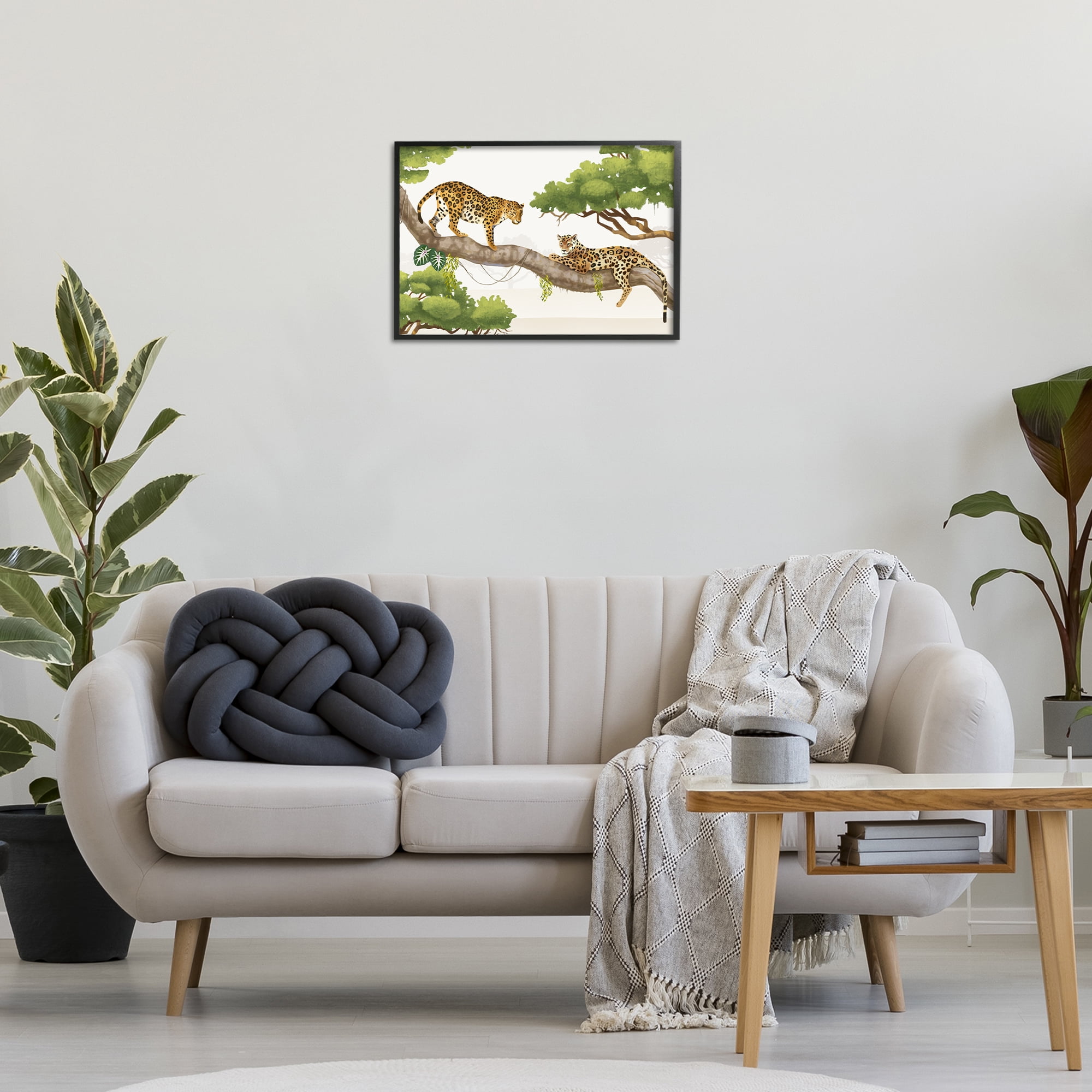 Stupell Industries Leopards Prowling on Branch Animals & Insects Painting Black Framed Art Print Wall Art, 24 x 16