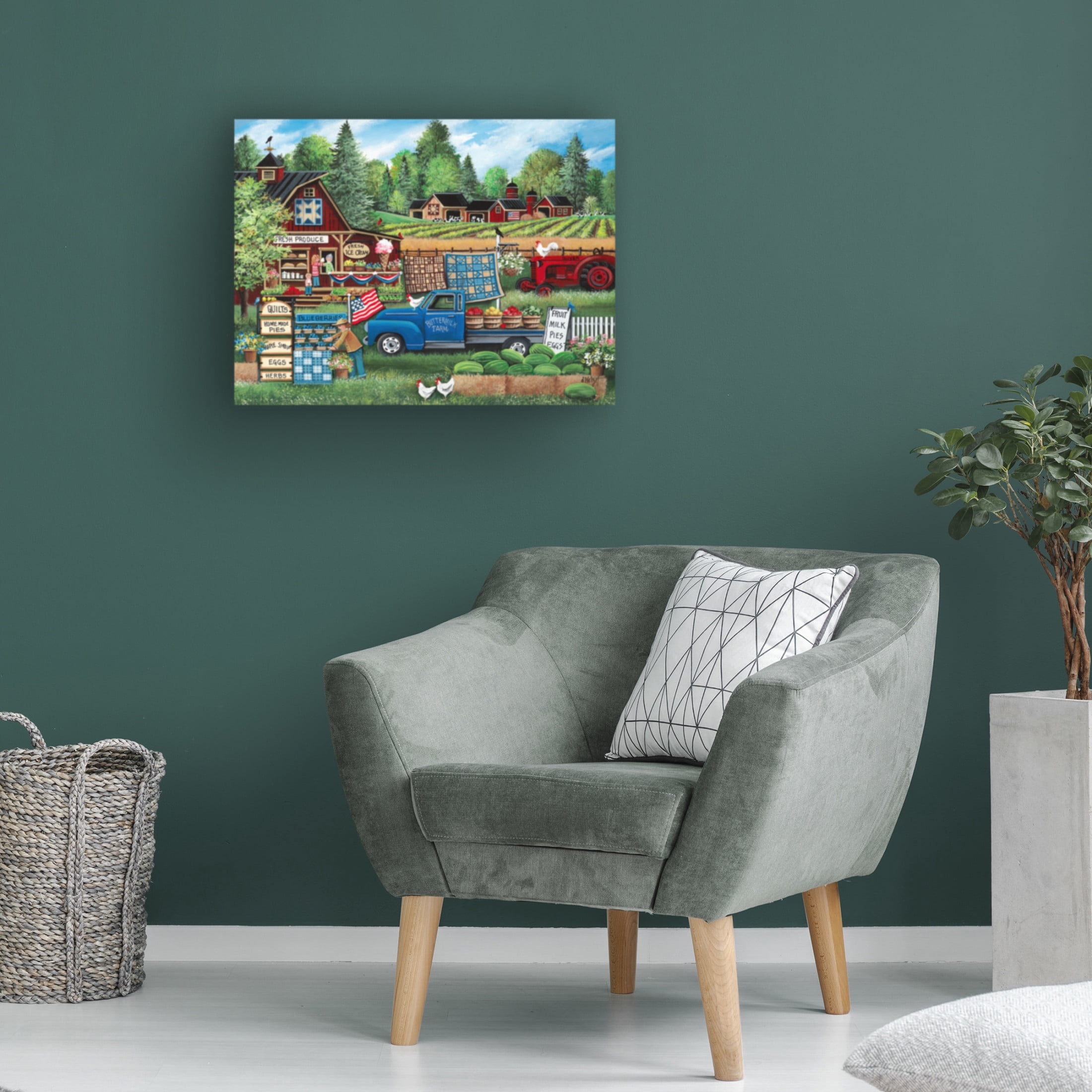 Canvas Wall Art - Debbi Wetzel 'Buttermilk Farm Summer' Wall Art for Living Room, Bedroom, or Office Décor by Trademark Fine Art - 32 x 24 Inches