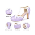 thumbnail image 4 of BLISSFUL STEP Women's Bow Platform T-Strap Block High Heel Pumps Purple 11, 4 of 7