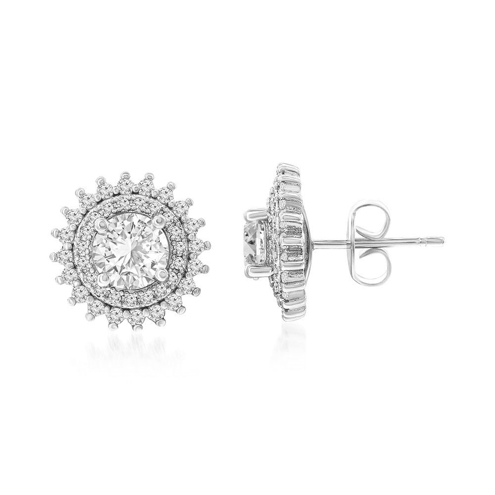Cate & Chloe Cordelia 18k White Gold Plated Silver Jewelry Set with Simulated Diamond Gift for Women