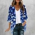 thumbnail image 2 of SwiftWear Women's 3/4 Sleeve Vintage Floral Kimono Cardigan – Lightweight Summer Cover-Up with Retro Prints, Loose Fit & Versatile Style for Casual, Travel & Layered Look, 2 of 5