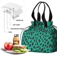 thumbnail image 4 of Green and Black Of Leopard Print Drawstring Lunch Bag Women - Drawstring Lunch Bag Insulated for Work Office - Stain-Resistant Large Lunchbags for Women with Multi-Pockets, 4 of 6