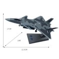 thumbnail image 3 of Ruiboury 1/100 J-20 Metal Fighter Plane Model with Stand Collection Gift Decoration Type 1, 3 of 6