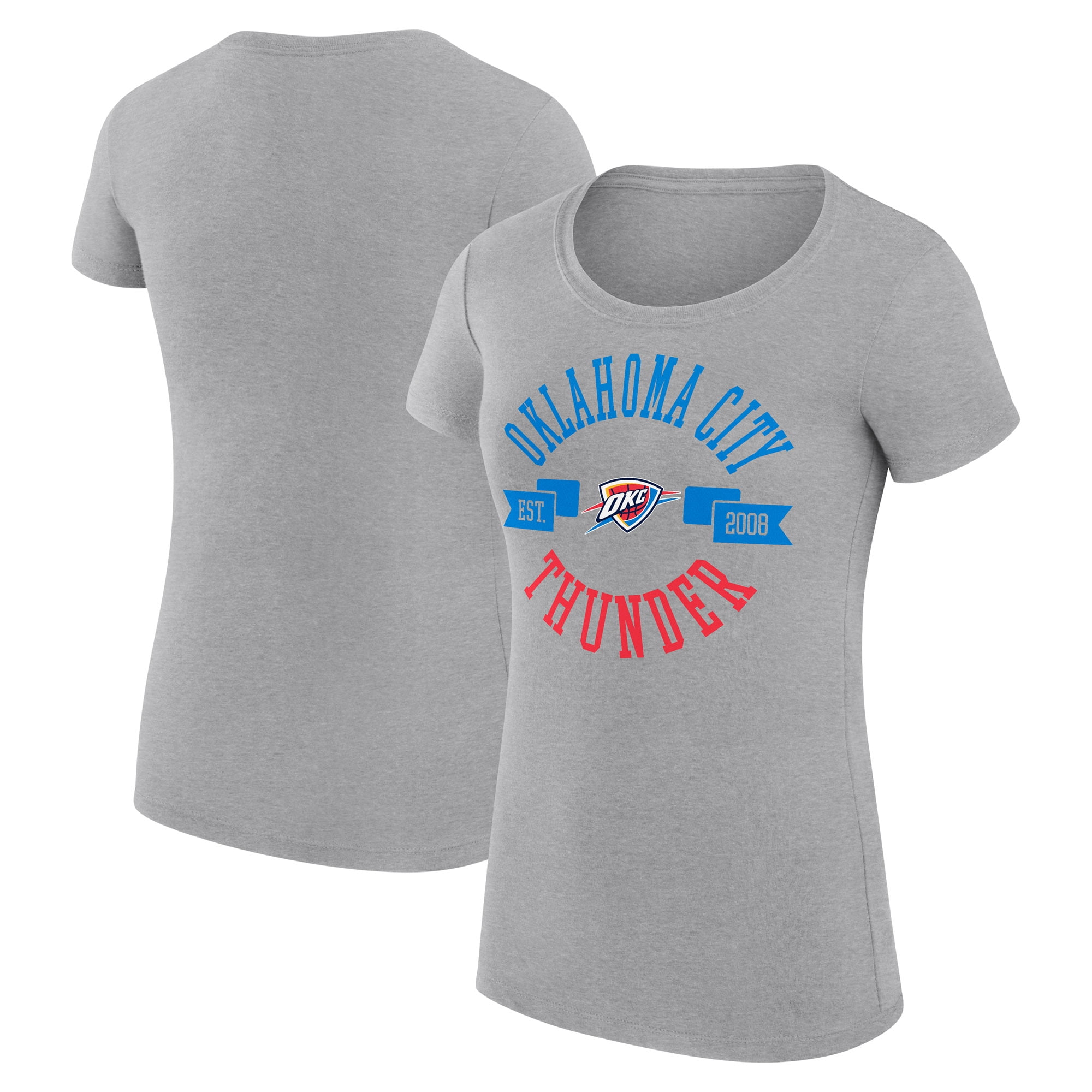 Women's G-III 4Her by Carl Banks Heather Gray Oklahoma City Thunder Super-Slim Fit Lightweight Large City Logo T-Shirt