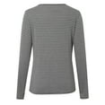 thumbnail image 6 of Kaprioy Womens Striped Shirt Long Sleeve Striped T Shirts Trendy Basic Tops Casual V Neck Button Fall Pullover Shirts Grey, M, 6 of 8