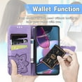 thumbnail image 4 of Wallet Case for Xiaomi 12, 3D Butterfly Flower PU Leather with Credit Card Slots Holder Magnetic Closure Folio Phone Cover for Xiaomi 12s/12X/12 Rhinestone Purple, 4 of 14