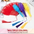 thumbnail image 5 of Uxcell Embroidered Flower Marabou Feather Fan, Vintage Folding Handheld Fan for Costume Party Dancing Wedding Show Purple, 5 of 6