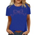 thumbnail image 1 of LUOGENLI T-shirts pour Femmes Mode Décontractée Imprimée Col Rond Manches Courtes Tunique Blouse T-shirts Graphiques Vêtements d'Été Bleu TG, 1 of 1