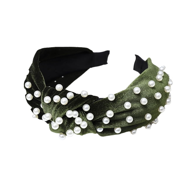 Minnieouse Diadema con nudo torcido, diadema de perlas elegante, accesorios flexibles para el cabello de boda, diademas para mujeres y niñas, ropa de Accesorio para el cabello Musgo Verde Minnieouse AP010010-11B