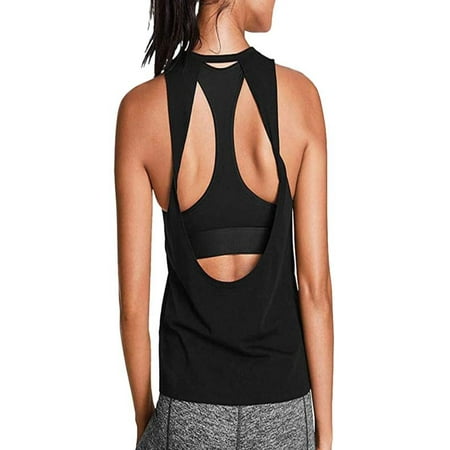 Women Activewear Sexy Open Back Yoga Shirt Workout Sports Gym Tank Tops Vest