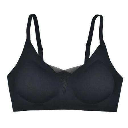 miqiqism Women s Minimizer Bras Full Coverage Wireless Bralettes Lady Adjustable Bralette Seamless Bra Backless Underwear Everyday Bra 01_Black Medium