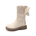 thumbnail image 4 of NAISIBABY Girls Mid Calf Boots, Waterproof Non-Slip Back Bowknot Zipper Lug Sole Winter Fashion Shoes White 12(Little Kids), 4 of 9