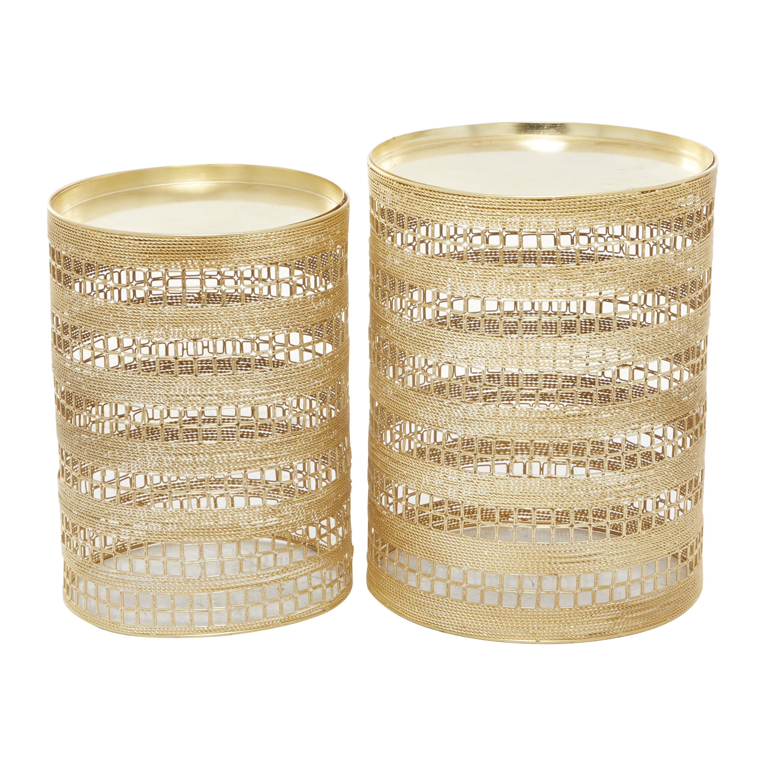 DecMode 14" x 18" Gold Metal Accent Table, 2-Pieces