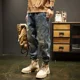 thumbnail image 4 of Pantalones vaqueros holgados y ajustados para hombre, pantalones ajustados, azul claro, holgados y ajustados, ropa para hombre, Y2k 2000s Harajuku Grunge Soft, 4 of 4