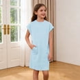 thumbnail image 3 of UQJfacai Girls Short Sleeve Dress A-Line Loose Casual Shift Swing Summer Crewneck T-Shirt Dress with Pockets 5-14 Years, 3 of 9