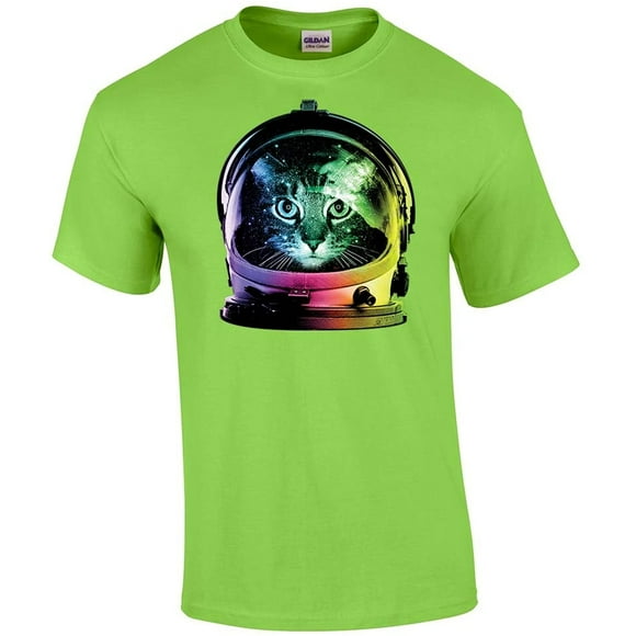 Neon Astronaut Space Cat Funny Tee Shirt AntiqueSapphire