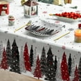 thumbnail image 4 of Christmas Tablecloth 60x60 Inch Square, Christmas Trees Red Black Washable Seasonal Table Cover for Party Picnic Dinner Decor, 4 of 5