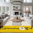 thumbnail image 4 of Area Rug 60×96in, Rustic Dwarf Bees Daisy Flower Honey Floor Carpet Living Room Rug, Welcome Word Yellow Flax Non-Slip Welcome Mat Indoor Rugs for Bedroom Dining Room, 4 of 9