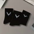 thumbnail image 6 of 6 Pairs Bat Embroidered Halloween Socks - Funny Halloween Bat Patterned Socks for Halloween Gift Women&Men, 6 of 7