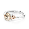 thumbnail image 4 of Gem Stone King 1.18 Ct Round Peach Morganite White Diamond 925 Silver and 10K Rose Gold Ring (Size 5), 4 of 5