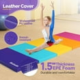 thumbnail image 2 of Matladin Folding Gymnastics Gym Exercise Aerobics Mat, 76"L x 30"W x 1.5"Th Folding Exercise Mat, Easy to Clean PU Leather Tumbling Mats for Stretching Yoga Cheerleading Martial Arts(Pink ,Blue）, 2 of 7