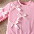 thumbnail image 6 of KAUOD Girls 2 Piece Tops Jeans Set Bow Crew Neck Sweatshirts+Flare Ruffles Denim Pants Outfits Kids Cute Pullover Sweater, 6 of 9