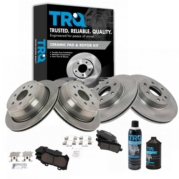 TRQ Front & Rear Premium Posi Ceramic Disc Brake Pad & Rotor w/Chemicals BKA17434 Fits select: 2015-2017 CHEVROLET COLORADO, 2015-2017 GMC CANYON