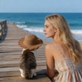 thumbnail image 4 of Weloille Cat Sun Protection Hat 1 Pack, Adjustable Soft Breathable Kitten Cap with Ear Cutouts, Windproof Non-Slip Pet Head Accessory, for Cats Small Puppies Outdoor Walking Photography, 4 of 9