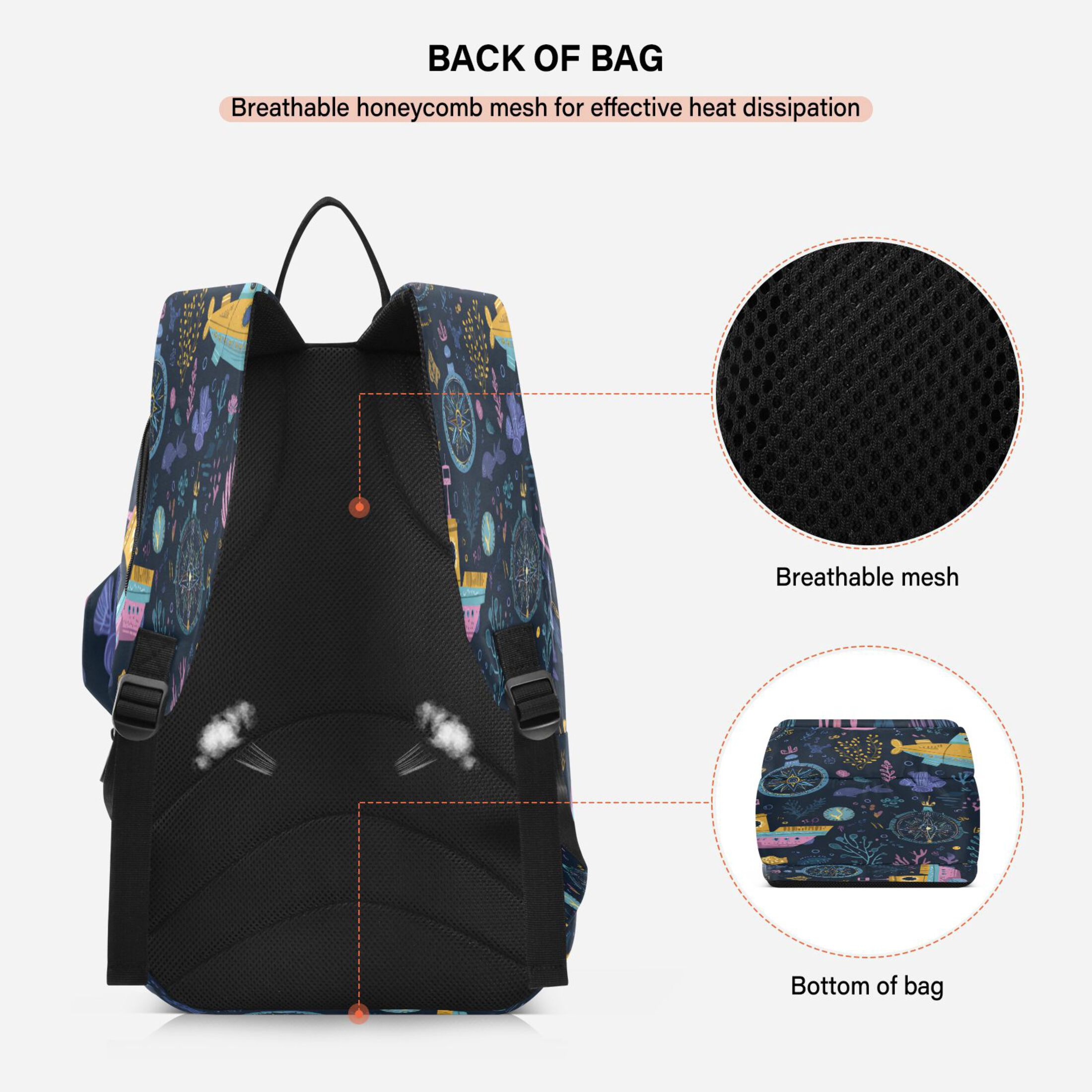 2 Racquet Holder Tennis Backpack Tennis Racket Covers Gym Bags Interesting Underwater Paradise