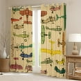 thumbnail image 2 of Retro Airplane 30%-50% Blackout Curtains 38"x54" Set of 2 Panels Vintage Propeller Airplane Curtains Colorful Aircrafts Window Curtains & Drapes Aviation Themed Window Treatments Grunge Room Decor, 2 of 6