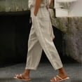 thumbnail image 2 of EYNMVR Womens Linen Pants with Pockets High Waist Comfy White Gauze Pants Casua Lightweight Loose Trousers, 2 of 5